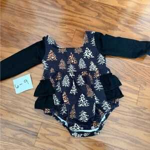 Black and Brown Tree Print Baby Romper